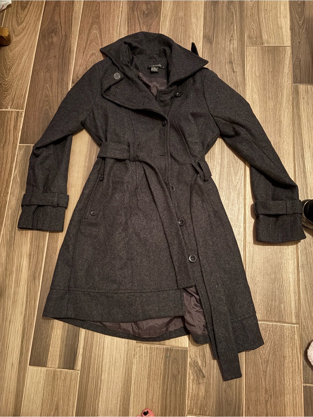 Rampage Dark Gray Belted Trench Coat